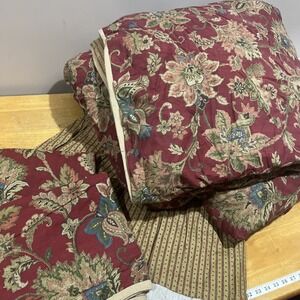 Ralph Lauren Chaps Red Annabelle Jacobean Queen Comforter 2 Shs Bed skirt